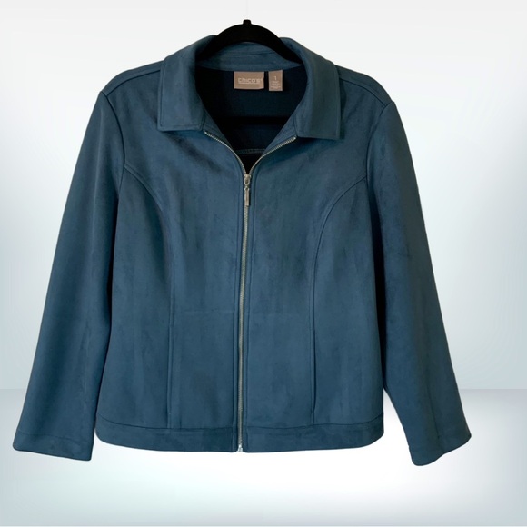 Chico's Jackets & Blazers - Chico’s Teal Faux Suede Zipper Jacket, size 1 (M/8)